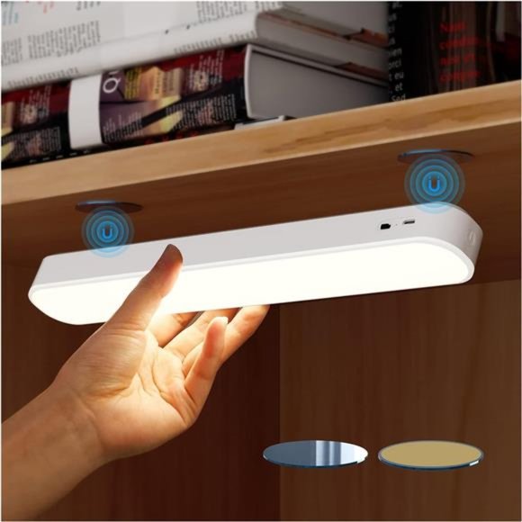 LED Closet Light, Dimmable Under Cabinet Wireless Stick on Lights, Magnetic - Picture 1 of 6